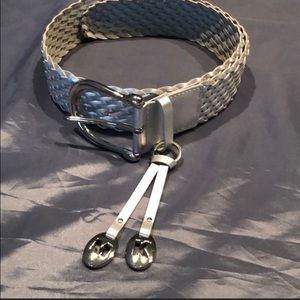 NEW! Michael Kors Silver Leather Woven Belt - Size L